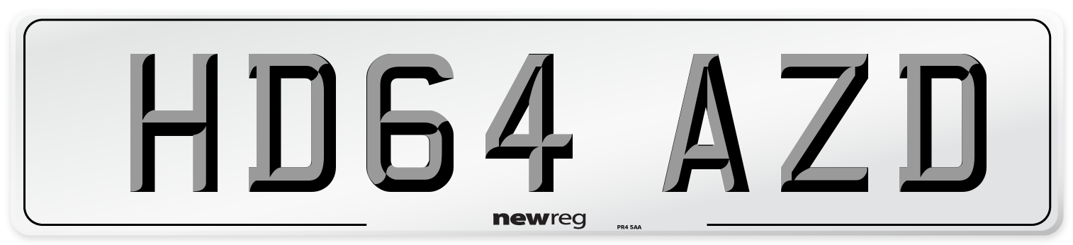 HD64 AZD Number Plate from New Reg